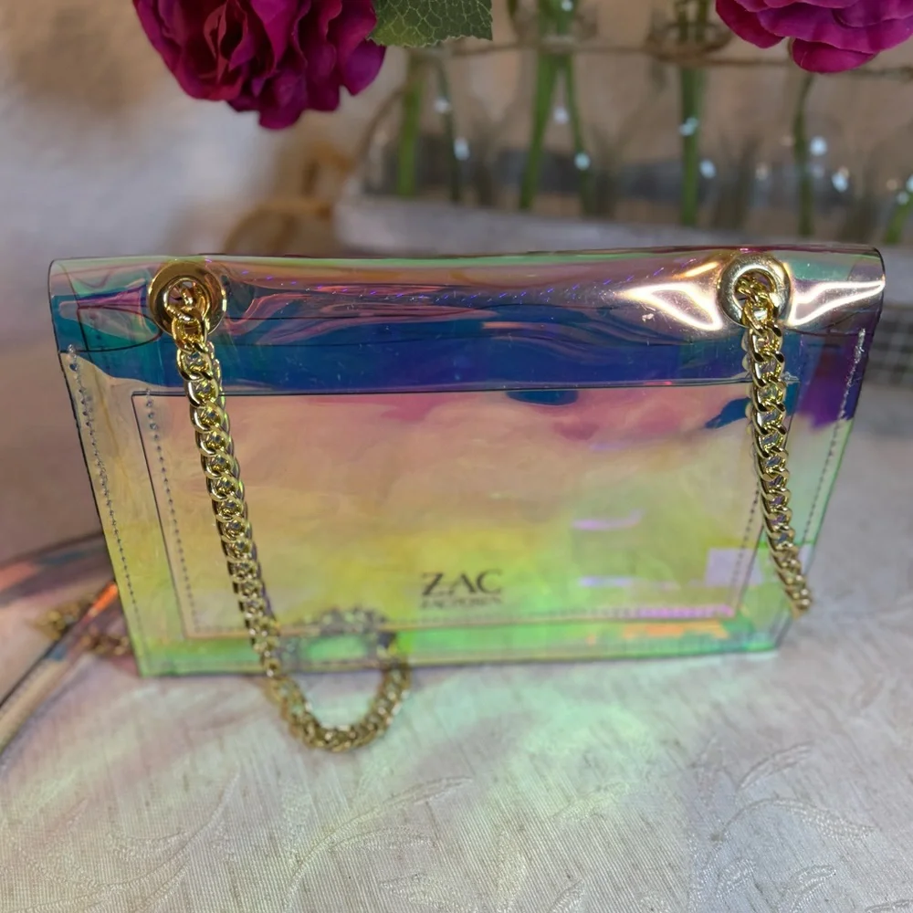 ZAC Zac Posen Eartha Mini Iridescent TPU Pearl Crossbody Bag Double Layer Strap - Picture 3 of 16